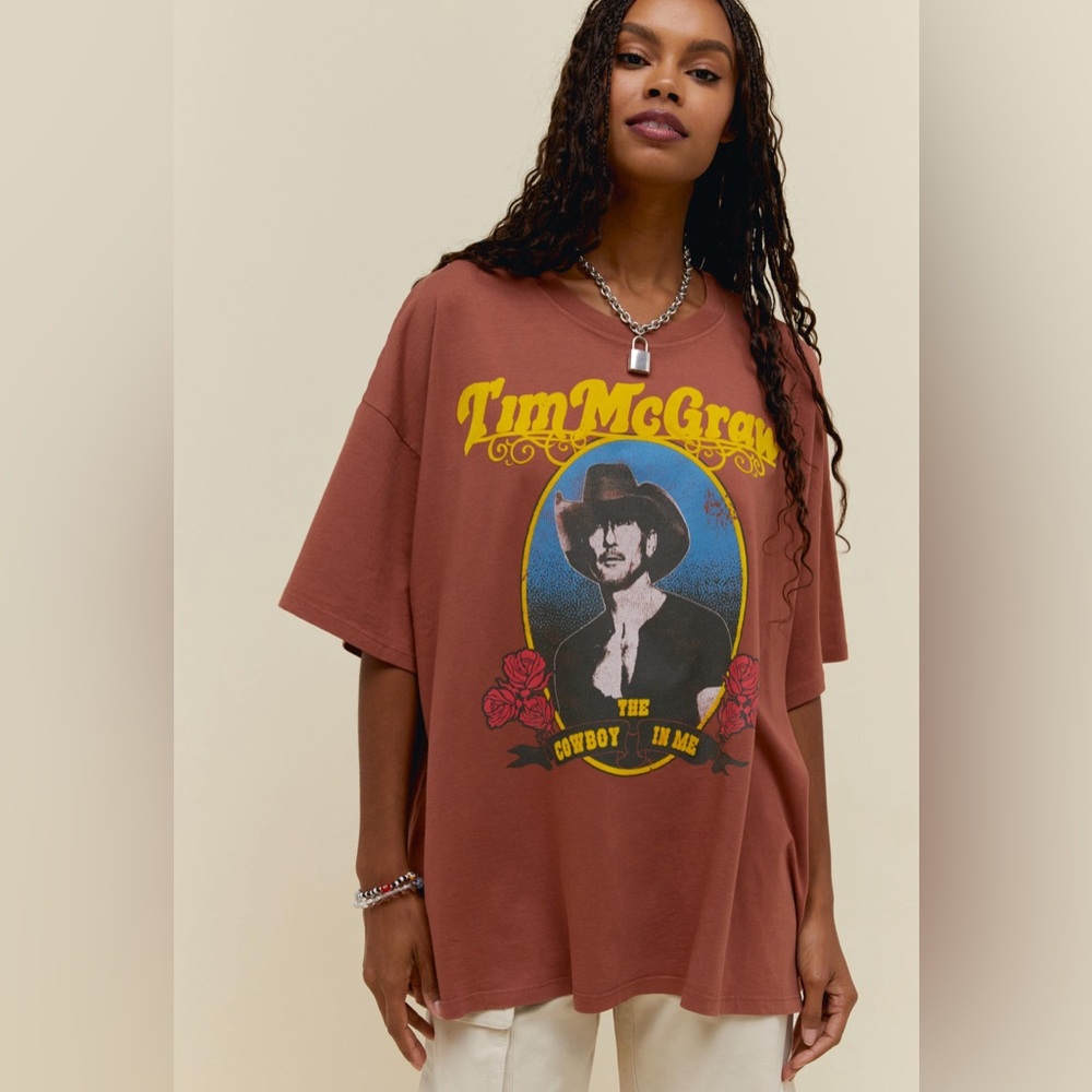 Free People, Daydreamer, Tim McGraw The Cowboy In Me Tee, Top, Rust, OS, Western